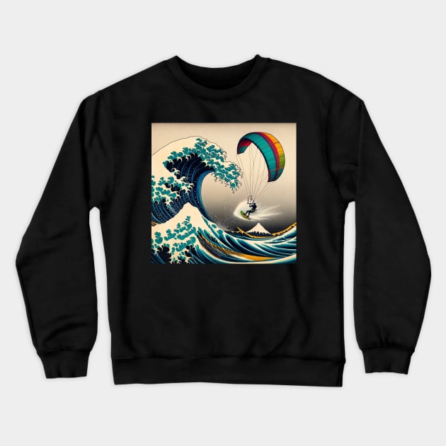 Kanagawa Kitesurfing - Wave Rider Crewneck Sweatshirt by Edd Paint Something